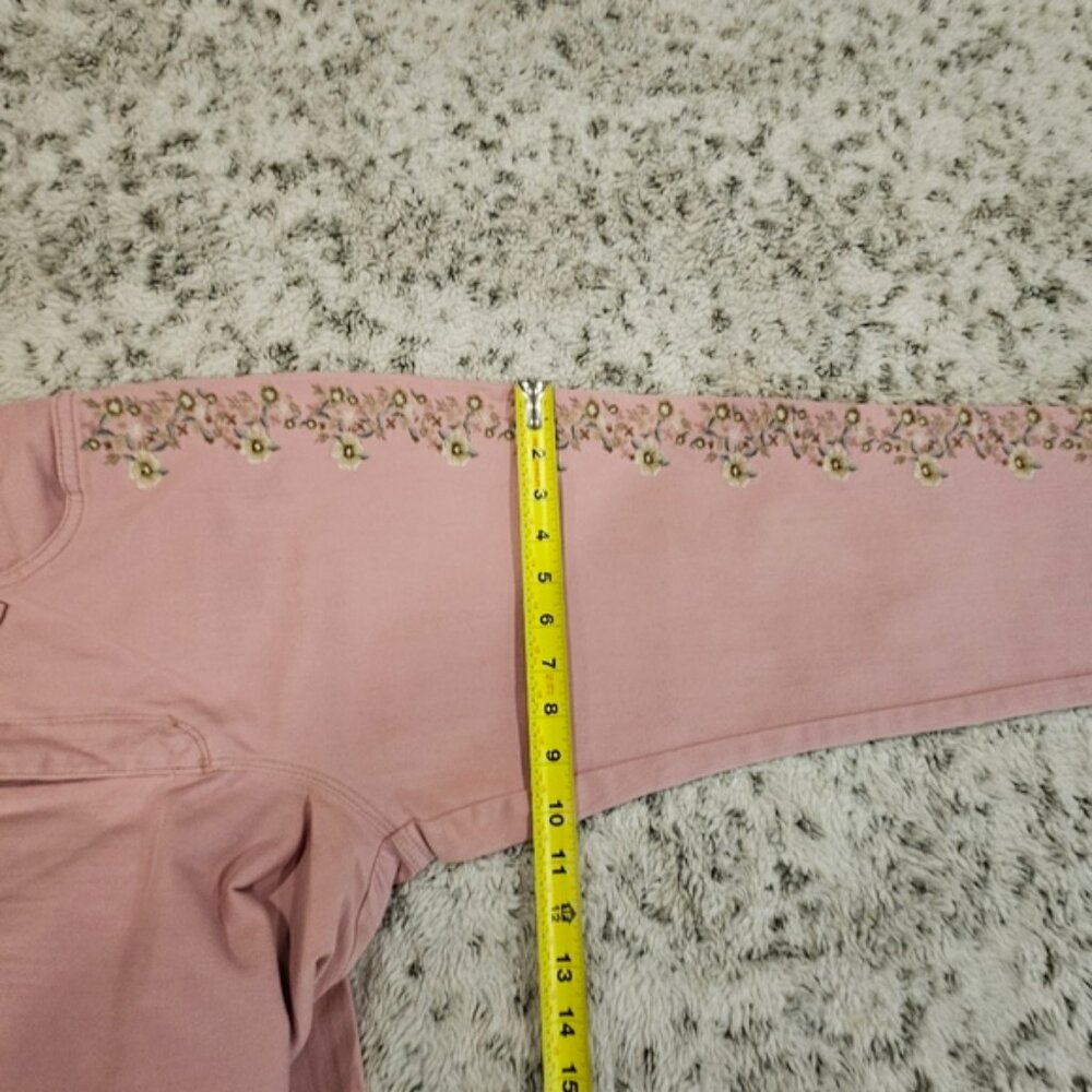 Gloria Vanderbilt Amanda Hi Rise Floral Embroidered Hi Rise Pink Jeans SZ 10P - Picture 13 of 14